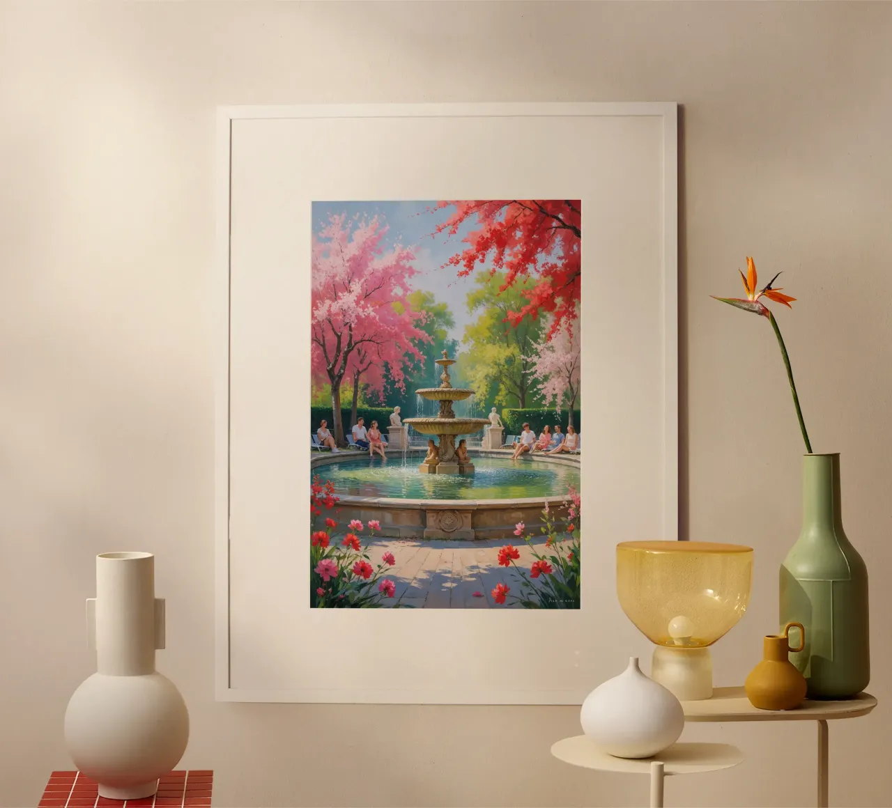 Springtime Elegance in Luxembourg poster con telaio in legno da AlbertKlee