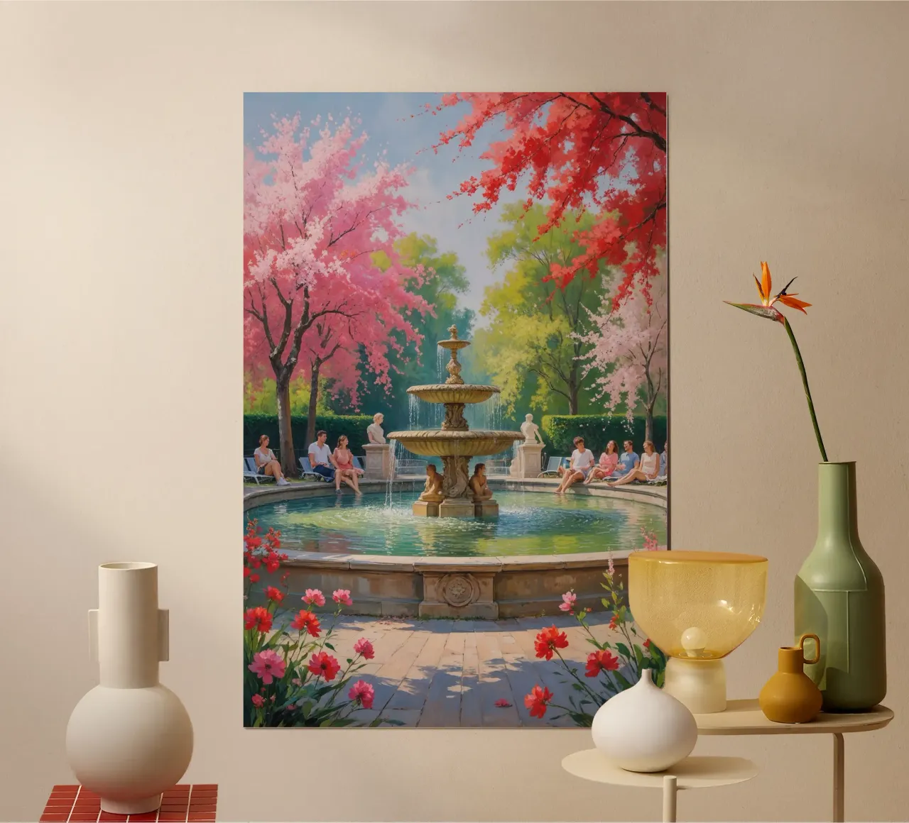 Springtime Elegance in Luxembourg poster con telaio in legno da AlbertKlee