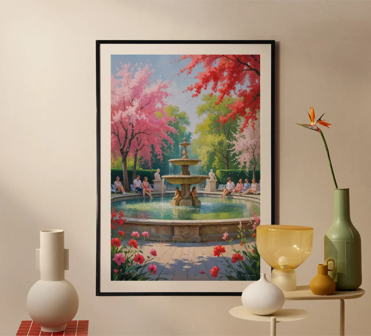Springtime Elegance in Luxembourg poster con telaio in legno da AlbertKlee