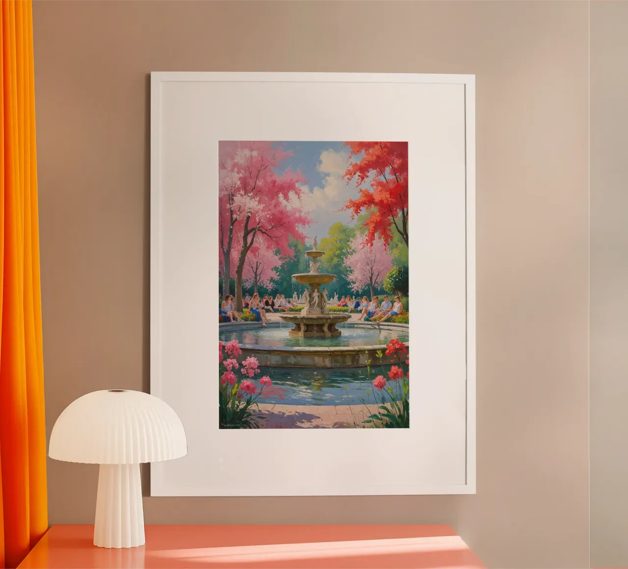 Blossoms and Fountain in Luxembourg poster da AlbertKlee