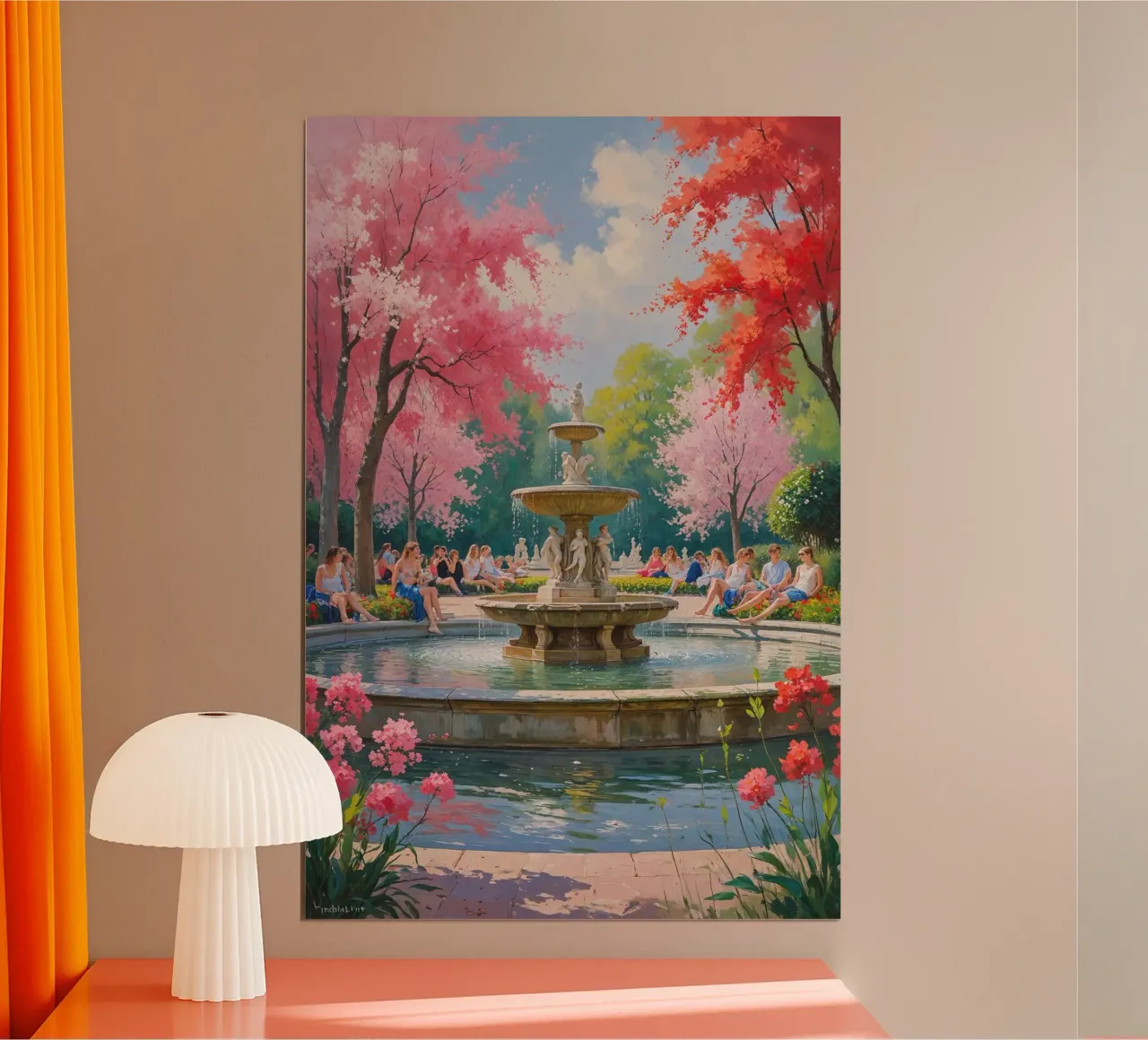Blossoms and Fountain in Luxembourg poster da AlbertKlee