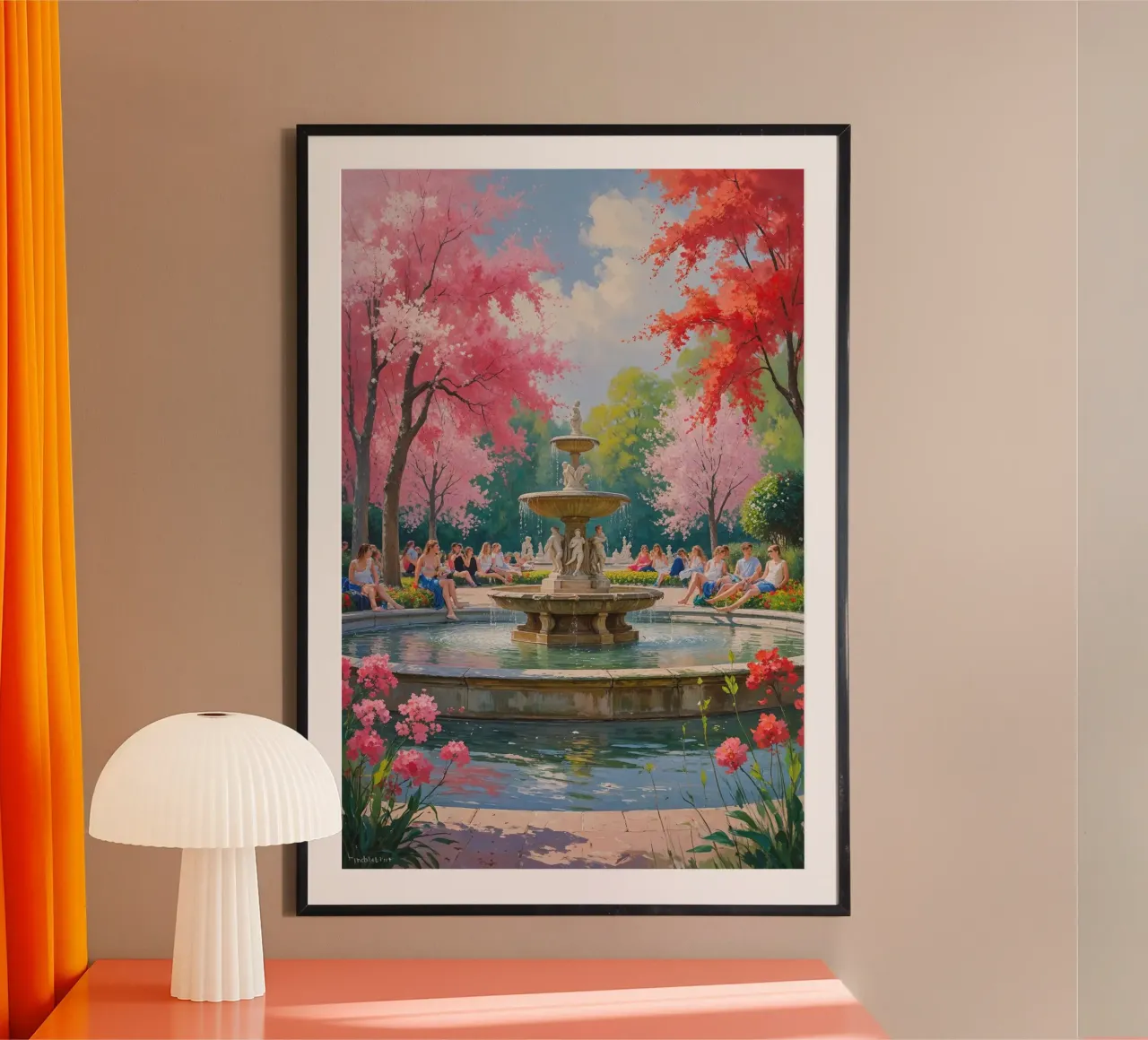Blossoms and Fountain in Luxembourg poster da AlbertKlee