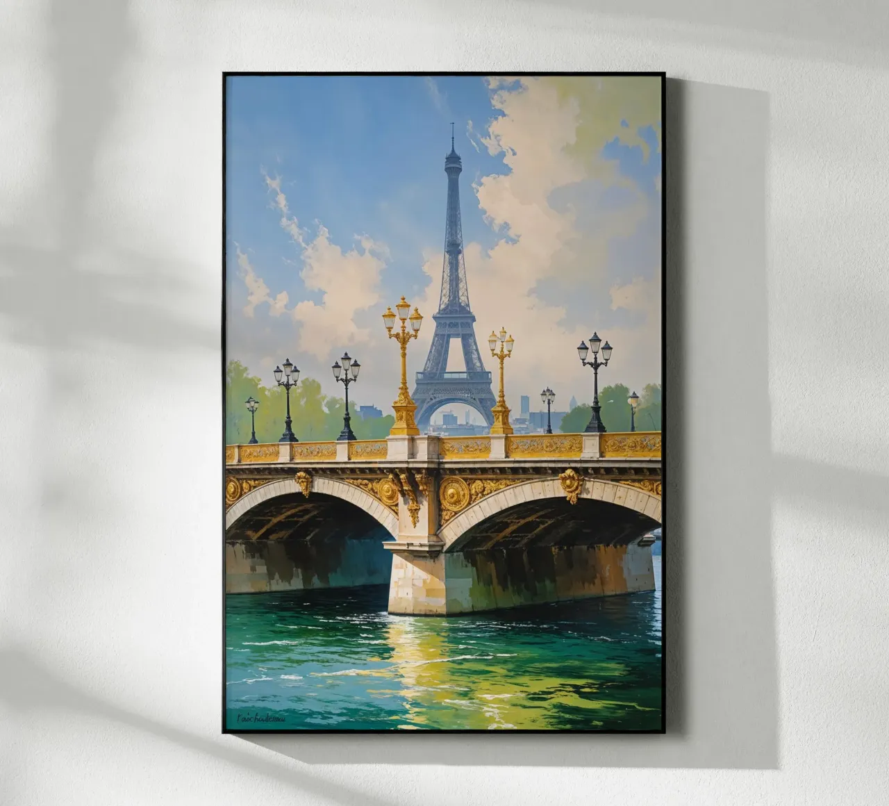 Golden Bridge Over the Seine with Eiffel Tower plexiglass da AlbertKlee