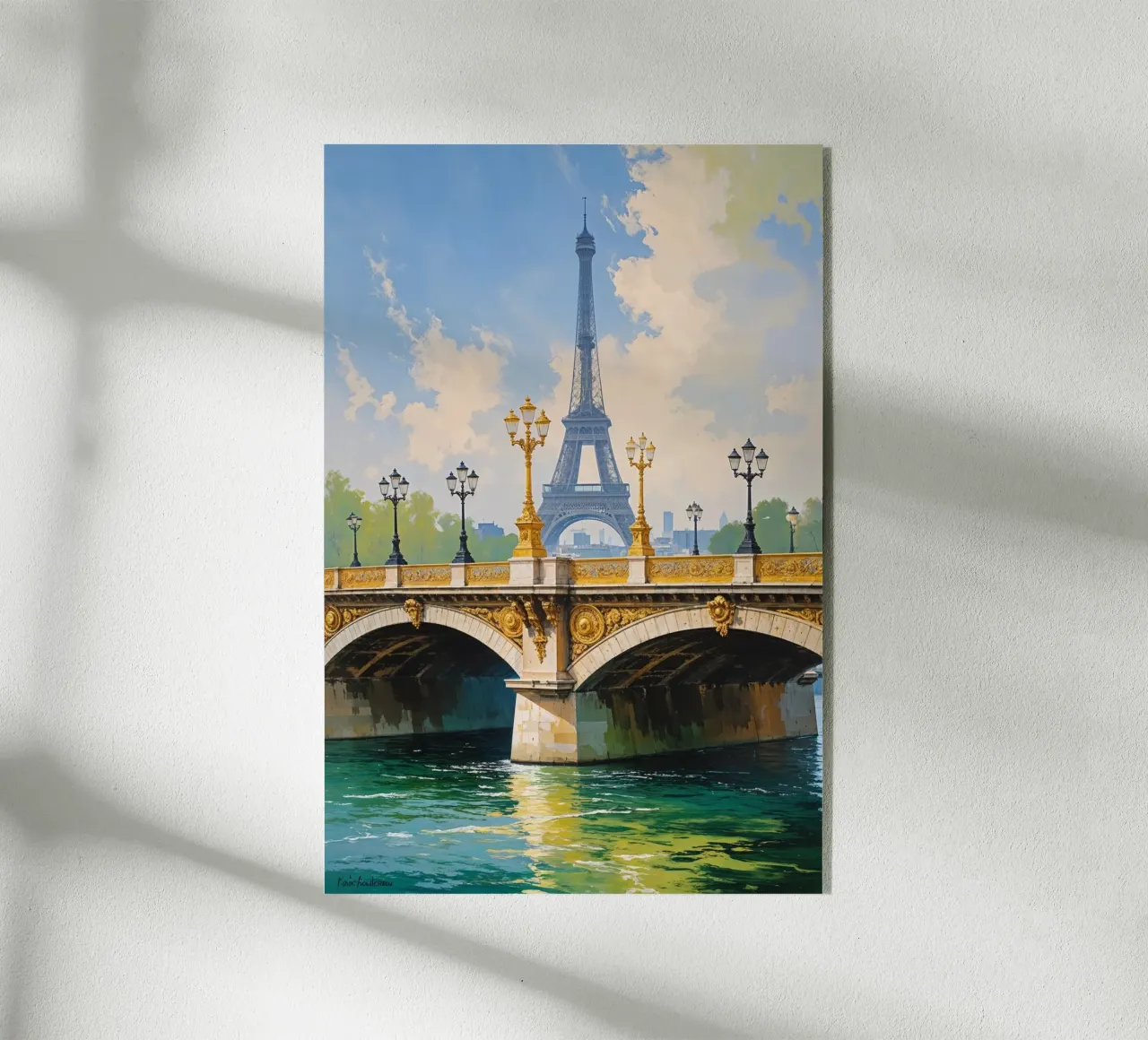 Golden Bridge Over the Seine with Eiffel Tower plexiglass da AlbertKlee