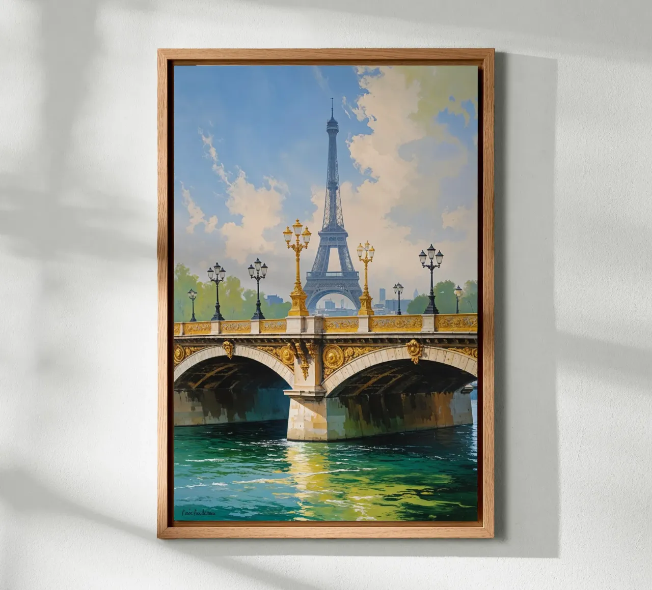 Golden Bridge Over the Seine with Eiffel Tower tela da AlbertKlee