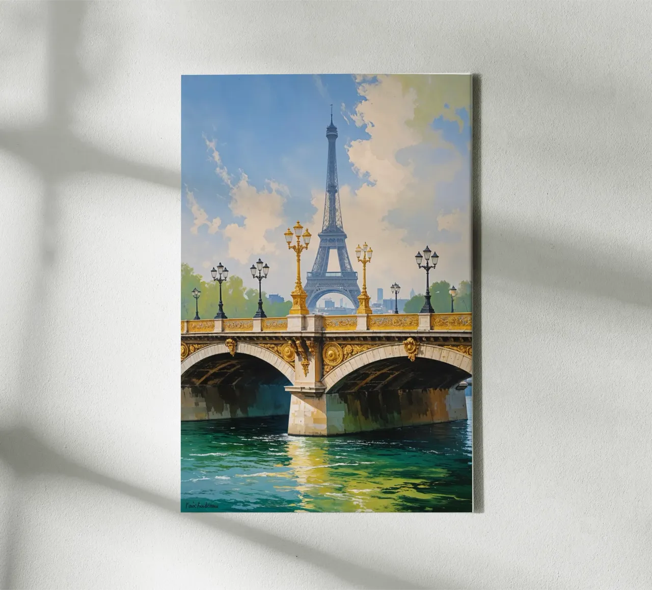 Golden Bridge Over the Seine with Eiffel Tower tela da AlbertKlee