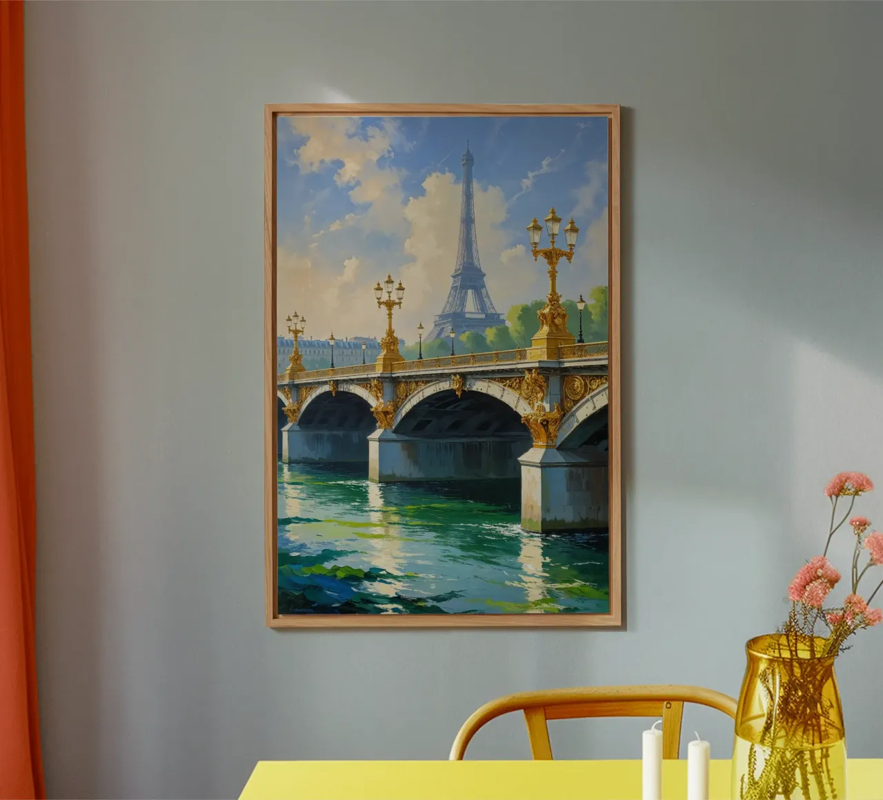 Ornate Lamps and Eiffel Tower Reflections alluminio dibond da AlbertKlee
