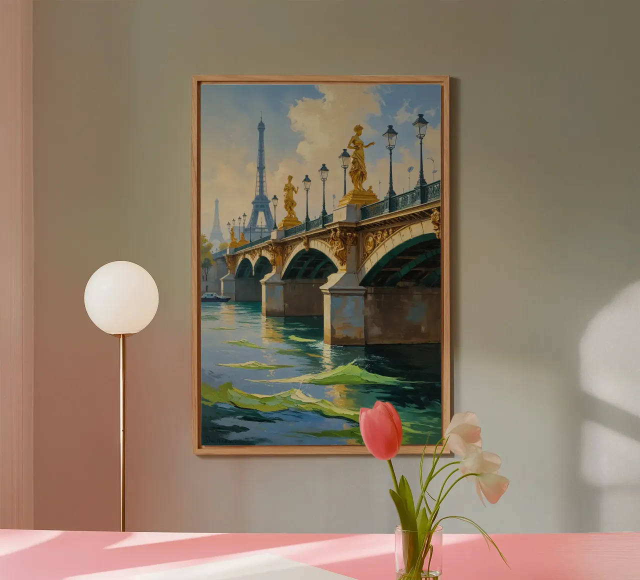 Ornate Parisian Bridge and River Serenity alluminio dibond da AlbertKlee