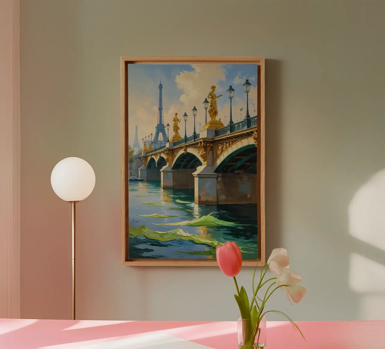Ornate Parisian Bridge and River Serenity tela da AlbertKlee