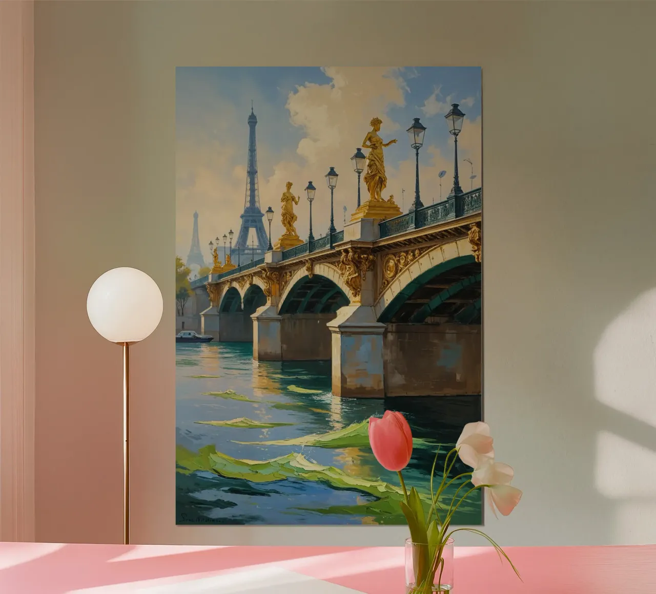 Ornate Parisian Bridge and River Serenity carta hahnemühle da AlbertKlee