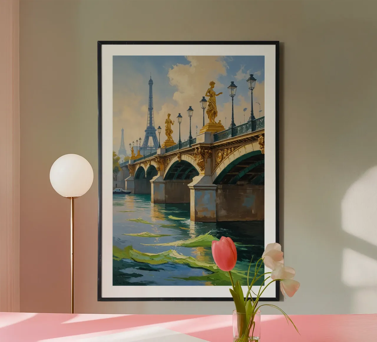 Ornate Parisian Bridge and River Serenity carta hahnemühle da AlbertKlee