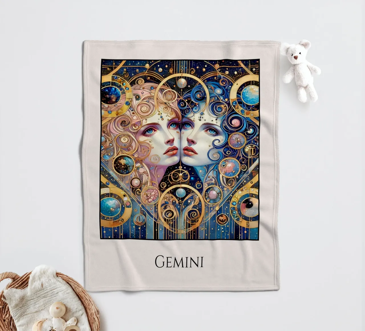 Segno zodiacale Gemelli coperta in pile da Art-Nouveau-Dsg