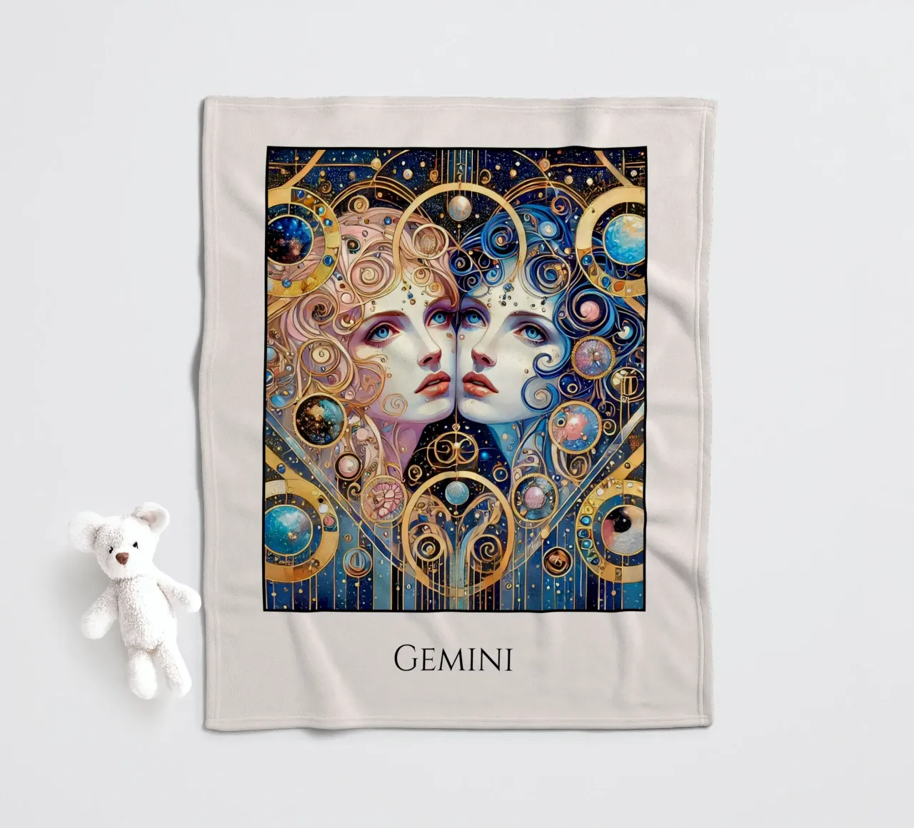 Segno zodiacale Gemelli coperta in pile da Art-Nouveau-Dsg
