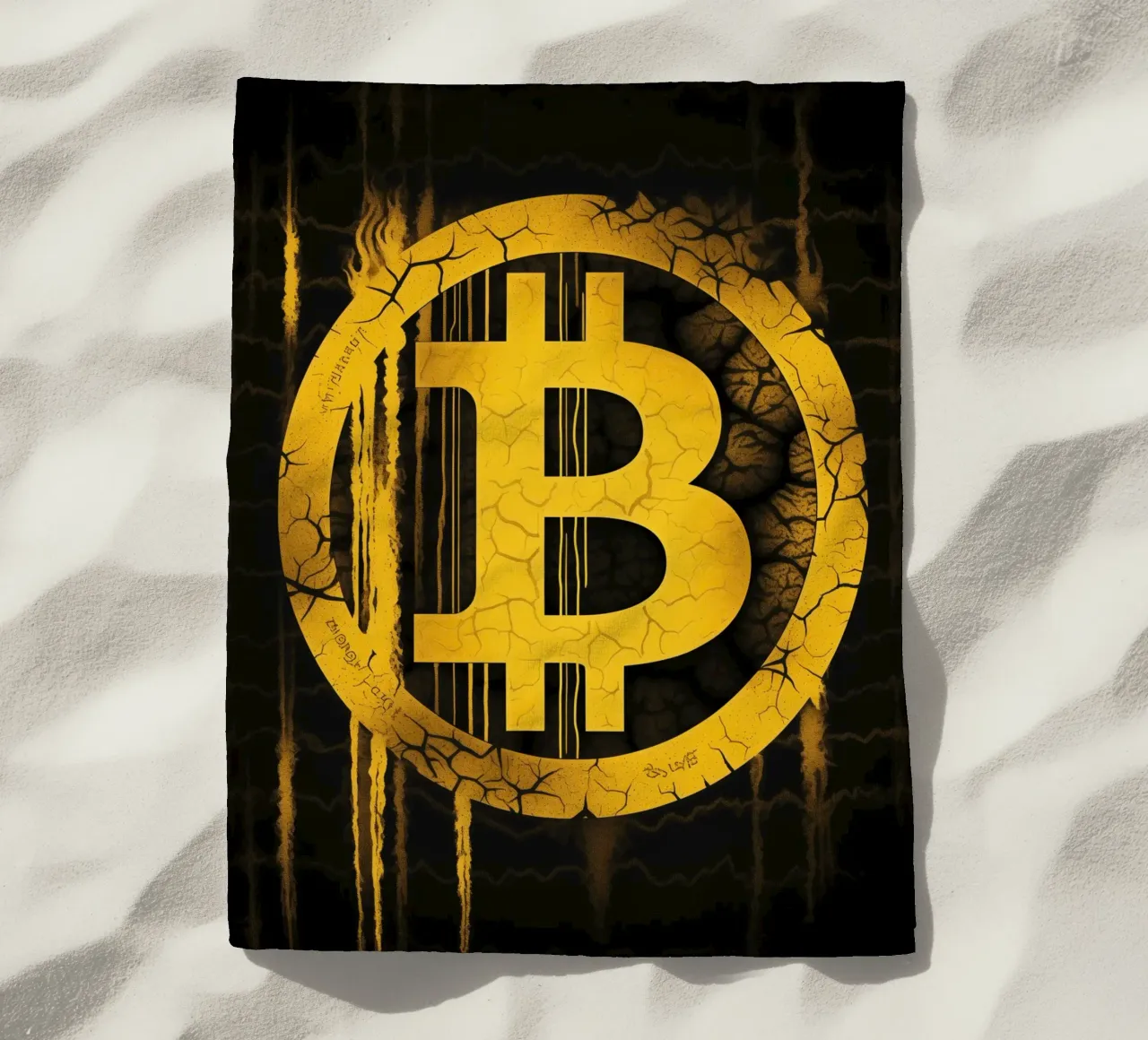 Insegna Bitcoin in oro | Street Art telo mare da Autofocus