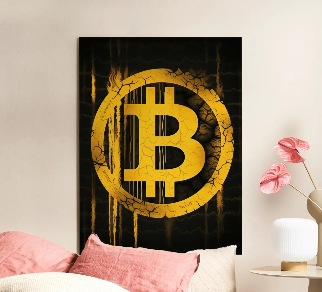 Insegna Bitcoin in oro | Street Art alluminio dibond da Autofocus