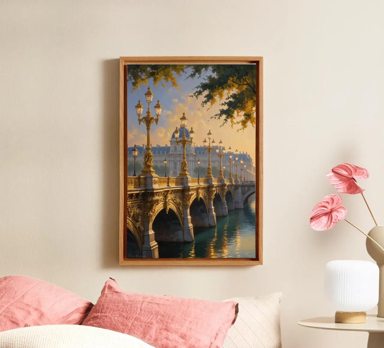 Golden Elegance of Pont Alexandre in Paris tela con Cornice a cassetta da AlbertKlee