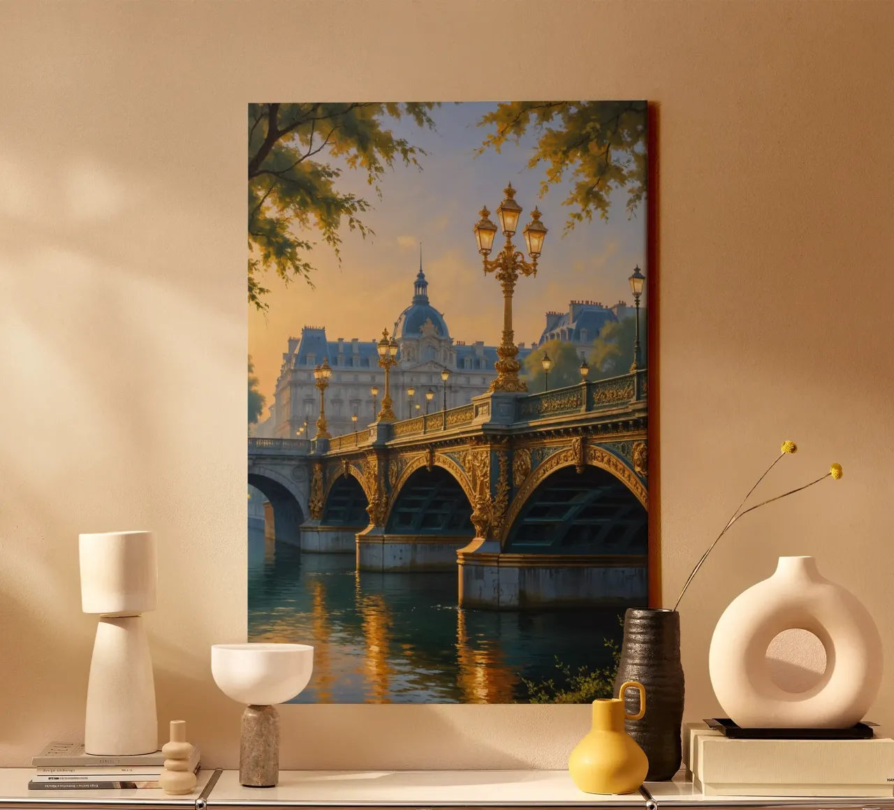 Sunset Glow on Paris’s Pont Alexandre tela da AlbertKlee