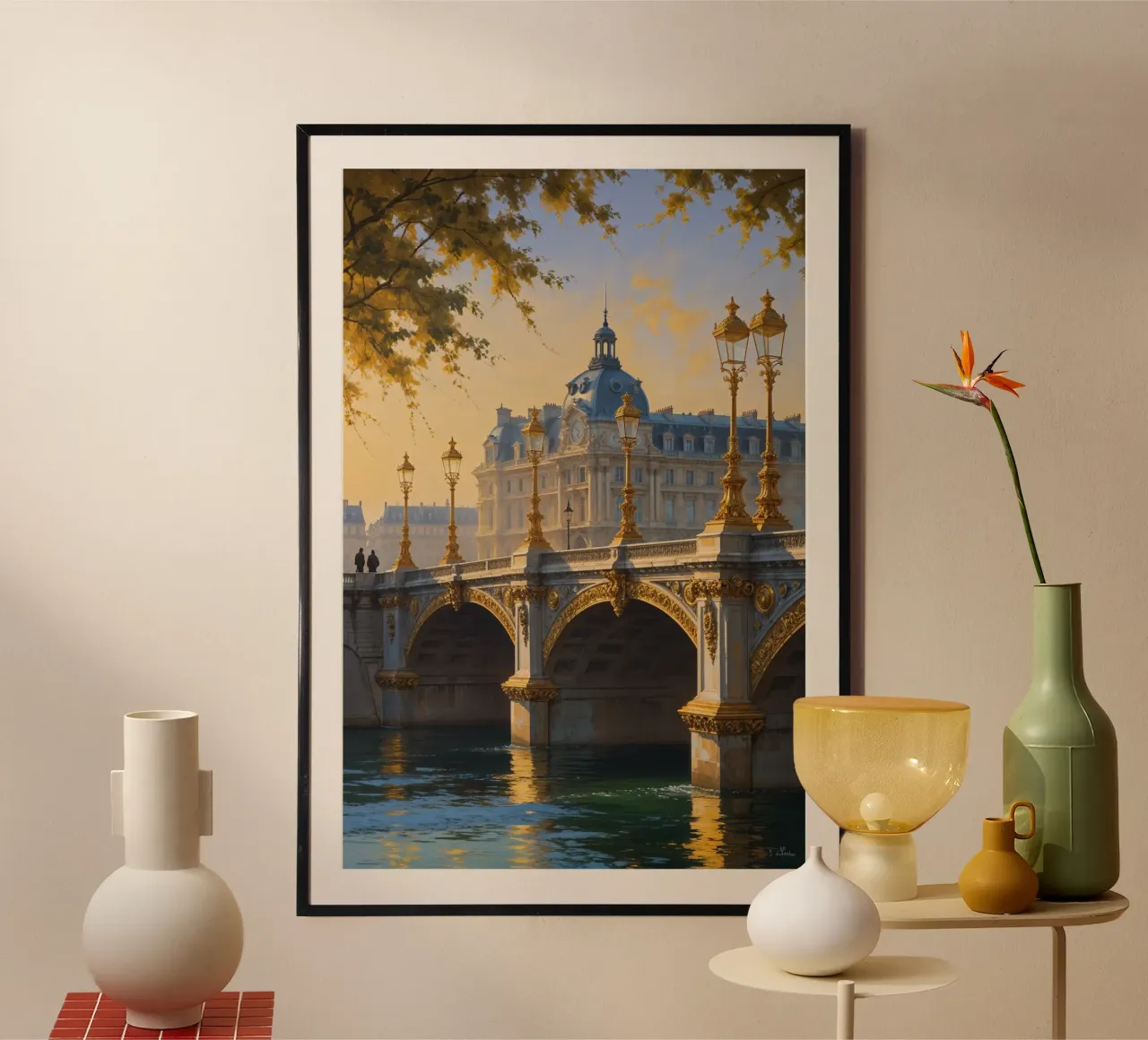 Ornate Beauty of Pont Alexandre at Twilight Poster mit Aluminium Rahmen von AlbertKlee