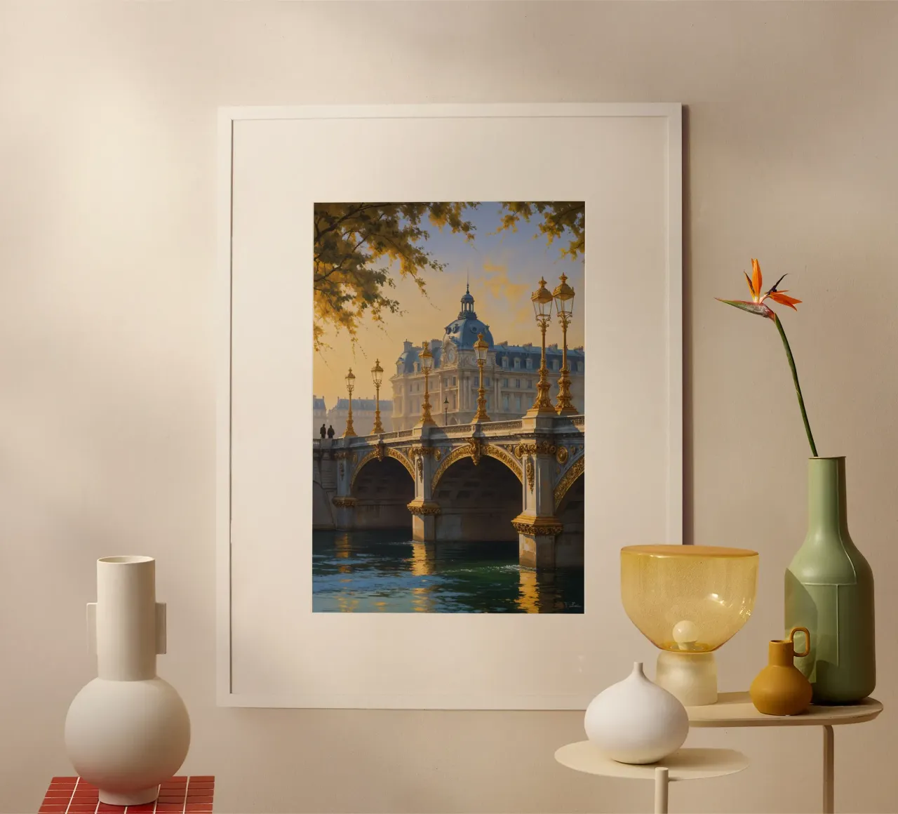 Ornate Beauty of Pont Alexandre at Twilight Poster mit Aluminium Rahmen von AlbertKlee