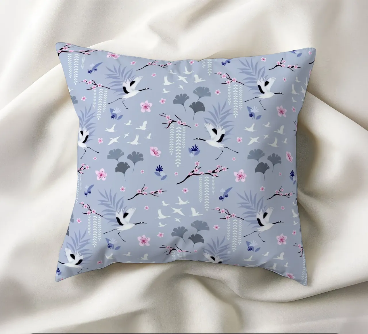 Fantom Fifi Art - Sakura Japanischer Kranich cuscino da The Artcircle