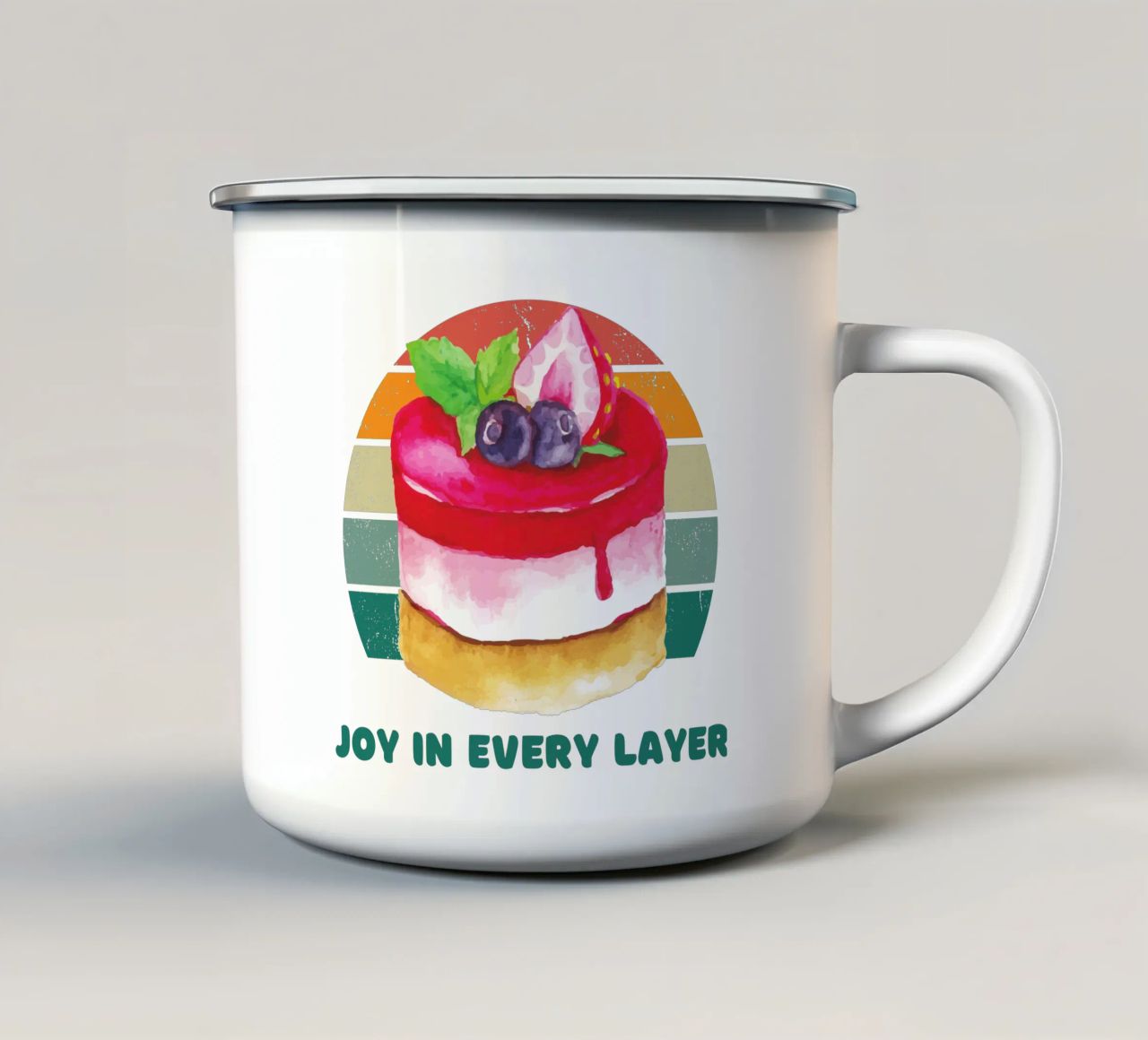 Joy In every Layer enamel mug by yukihana