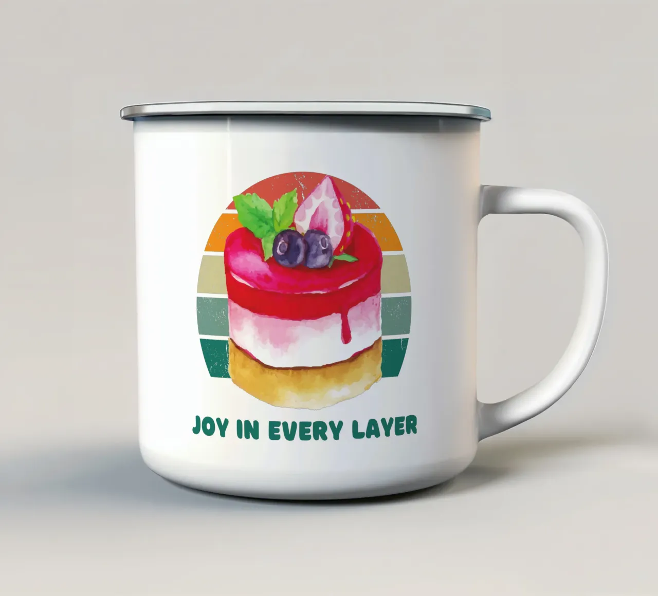 La joie dans chaque couche mug en émail de yukihana