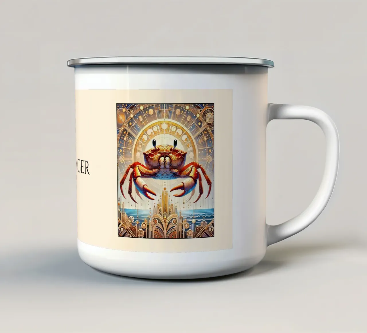 Segno zodiacale Cancro tazza in smalto da Art-Nouveau-Dsg