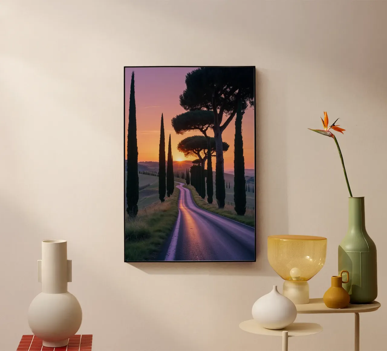 Tuscany Road at Sunset with Cypress Trees plexiglass da AlbertKlee