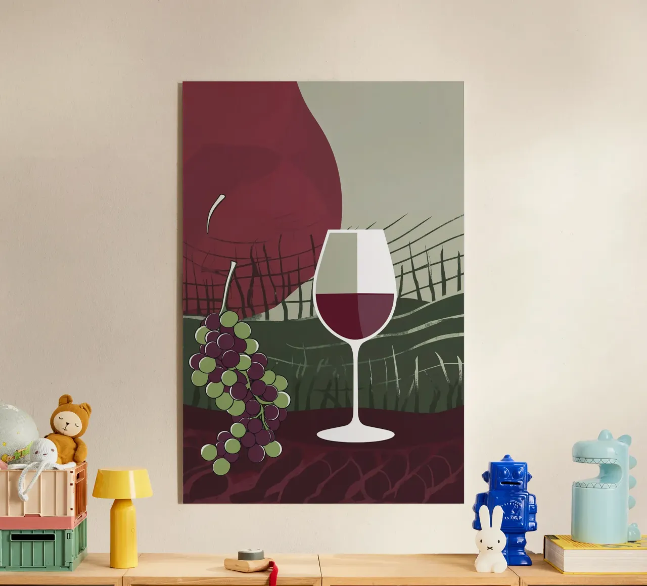 Minimalist Wine Glass with Vineyard Charm plexiglass da AlbertKlee