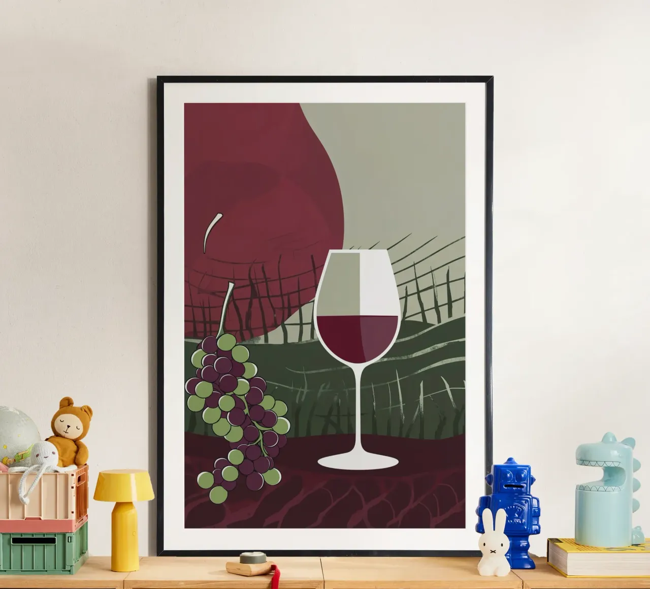 Minimalist Wine Glass with Vineyard Charm hahnemühle de AlbertKlee