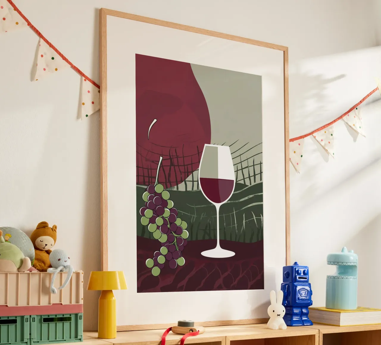 Minimalist Wine Glass with Vineyard Charm hahnemühle de AlbertKlee
