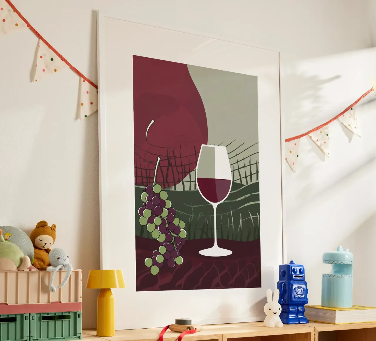 Minimalist Wine Glass with Vineyard Charm hahnemühle de AlbertKlee