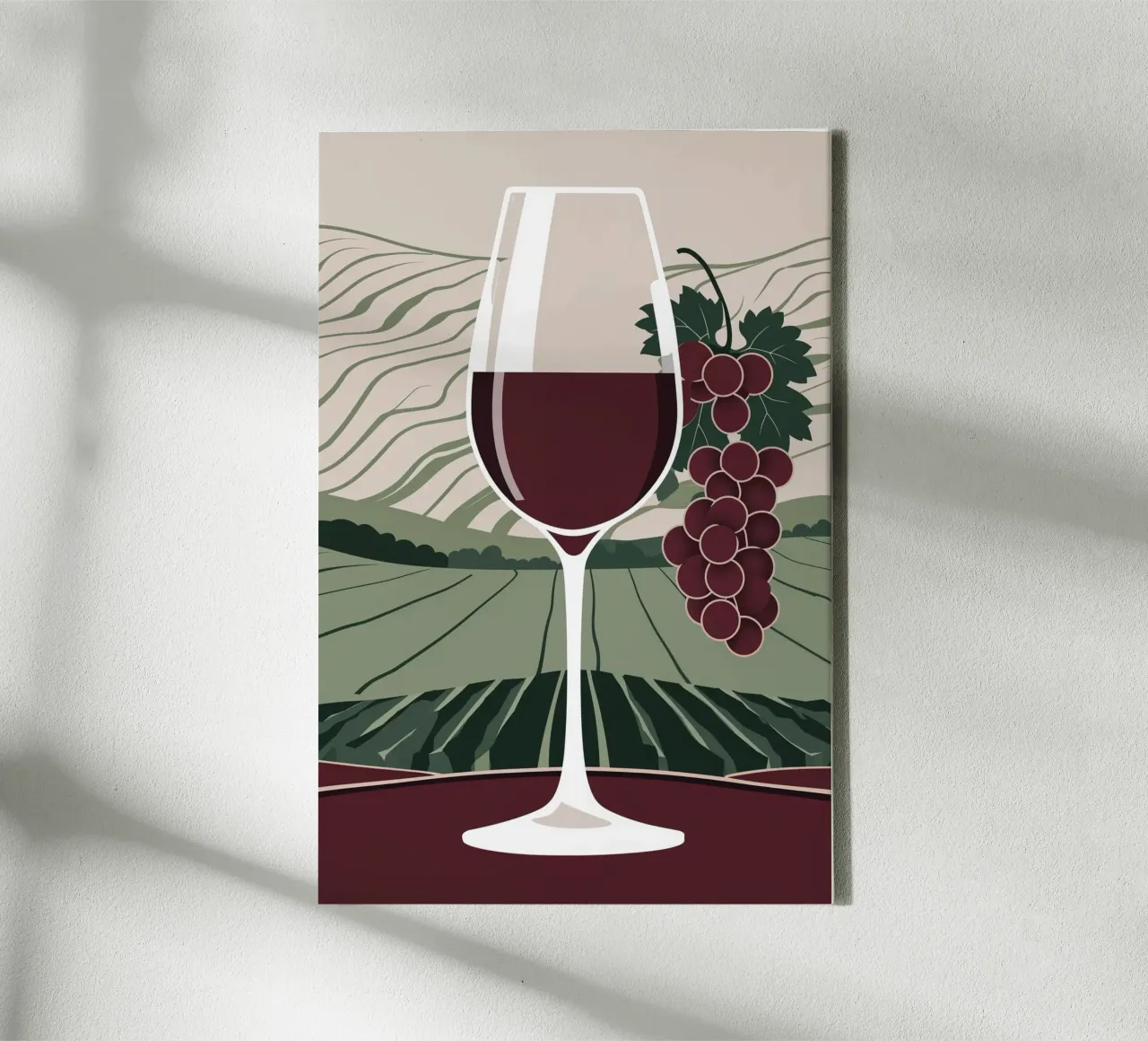 Modern Vineyard Vibes: Minimalist Wine Poster canvas van AlbertKlee
