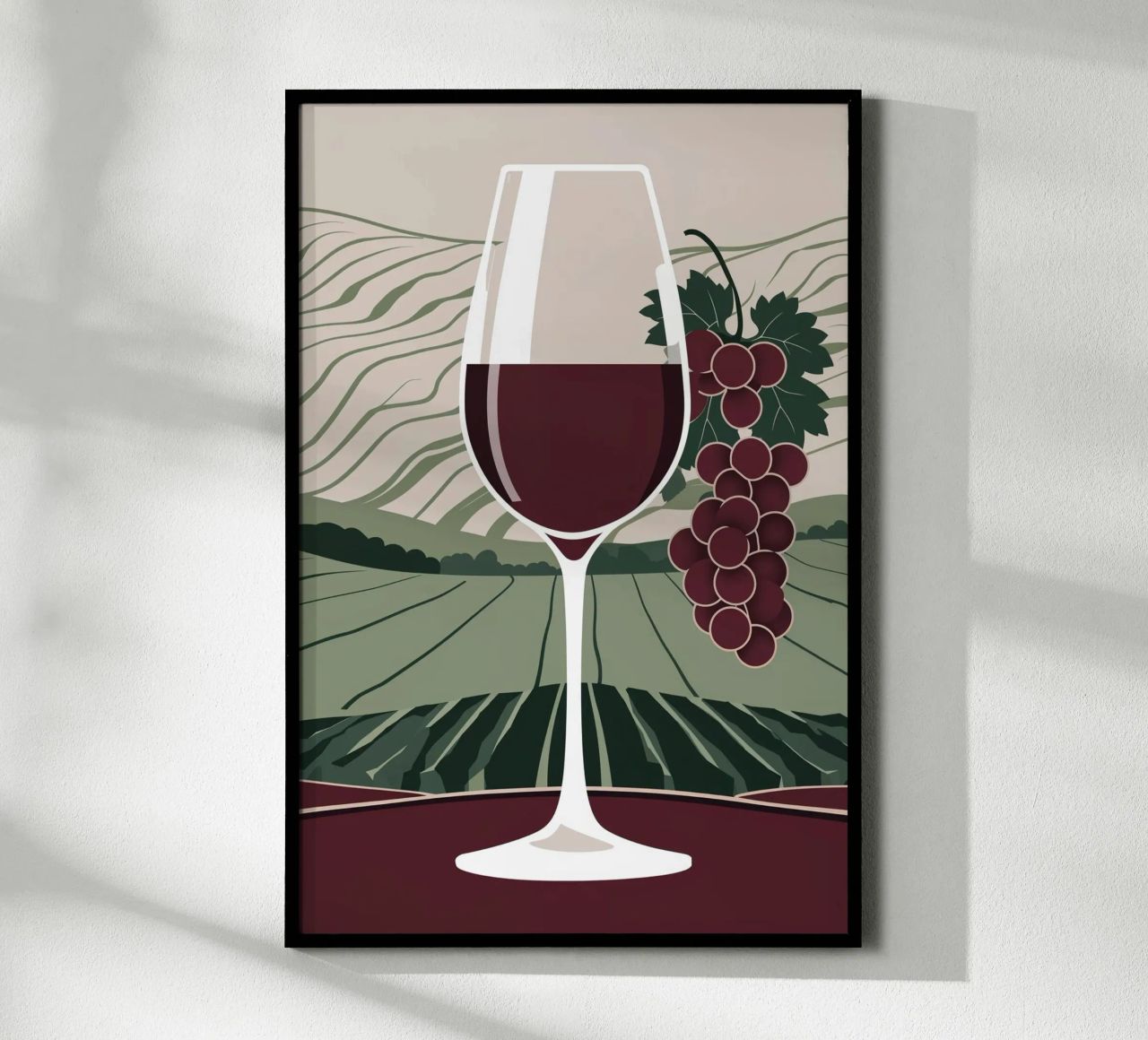 Modern Vineyard Vibes: Minimalist Wine Poster poster by AlbertKlee