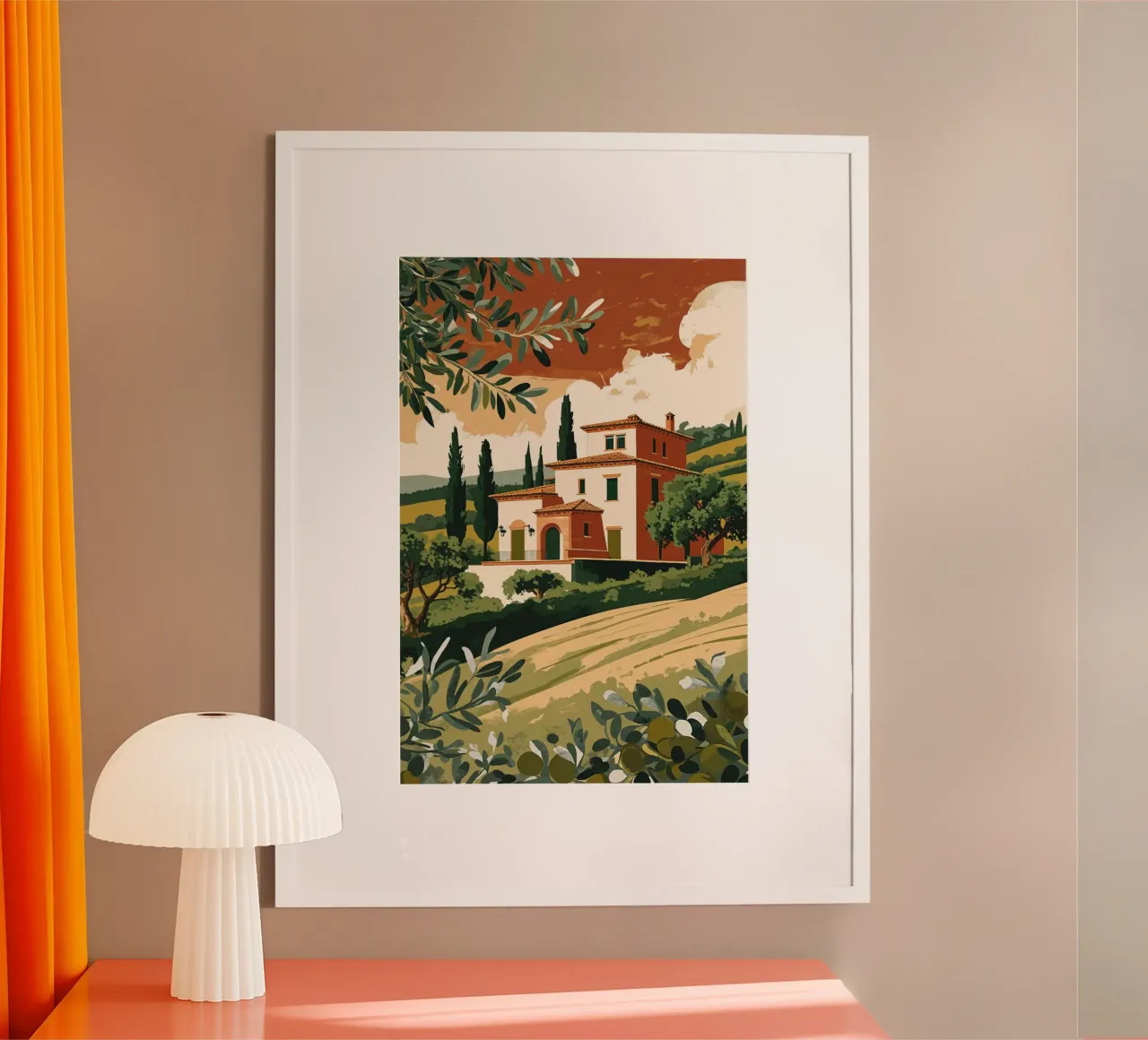Rustic Tuscan Villa Surrounded by Olive Trees poster da AlbertKlee