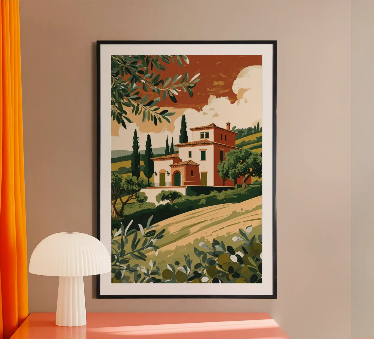 Rustic Tuscan Villa Surrounded by Olive Trees poster da AlbertKlee
