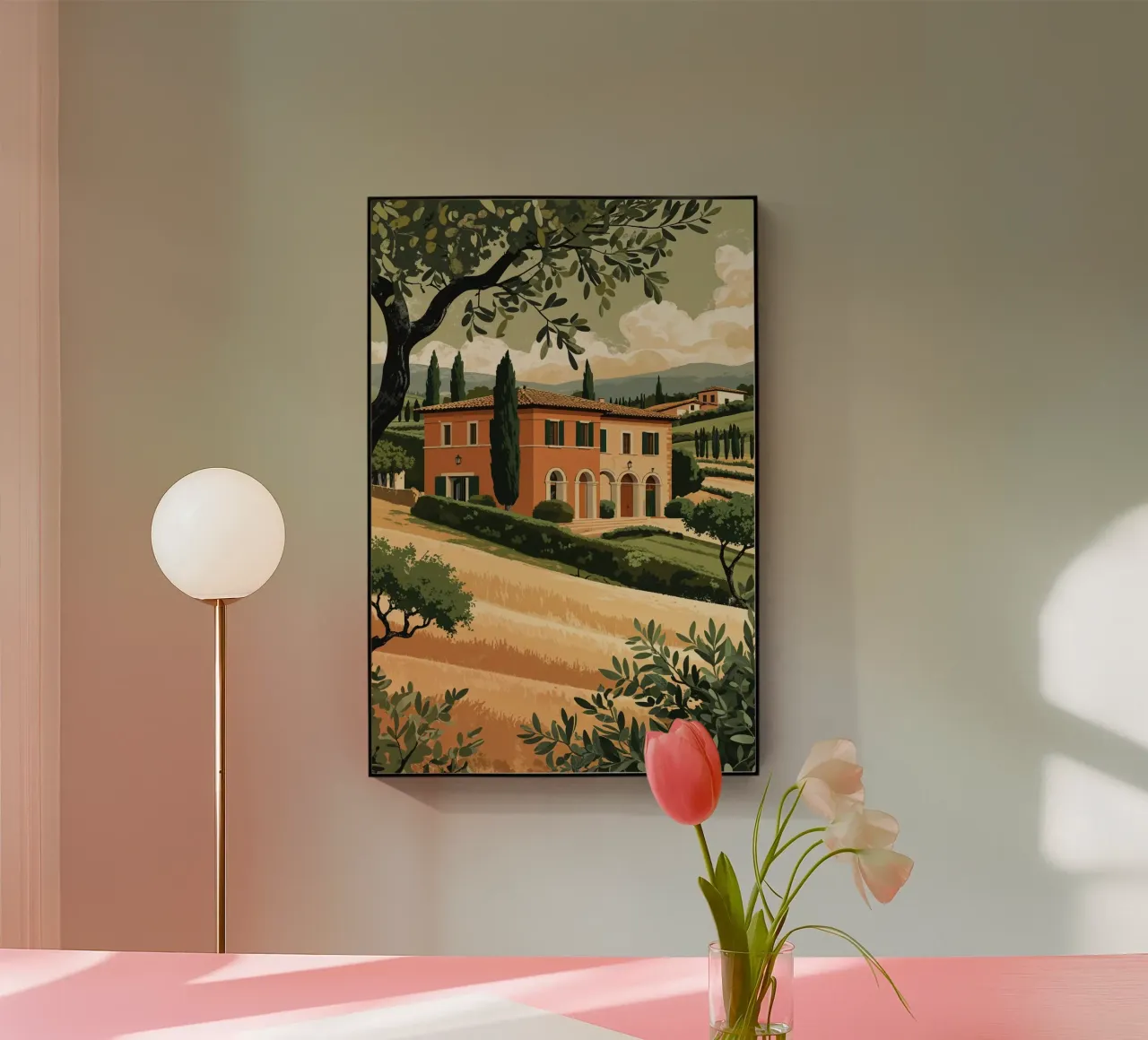 Quaint Tuscan House in a Sunlit Valley acrylic glass by AlbertKlee