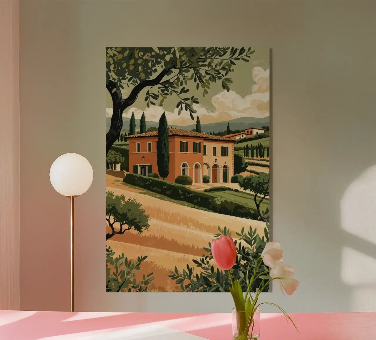 Quaint Tuscan House in a Sunlit Valley acrylic glass by AlbertKlee