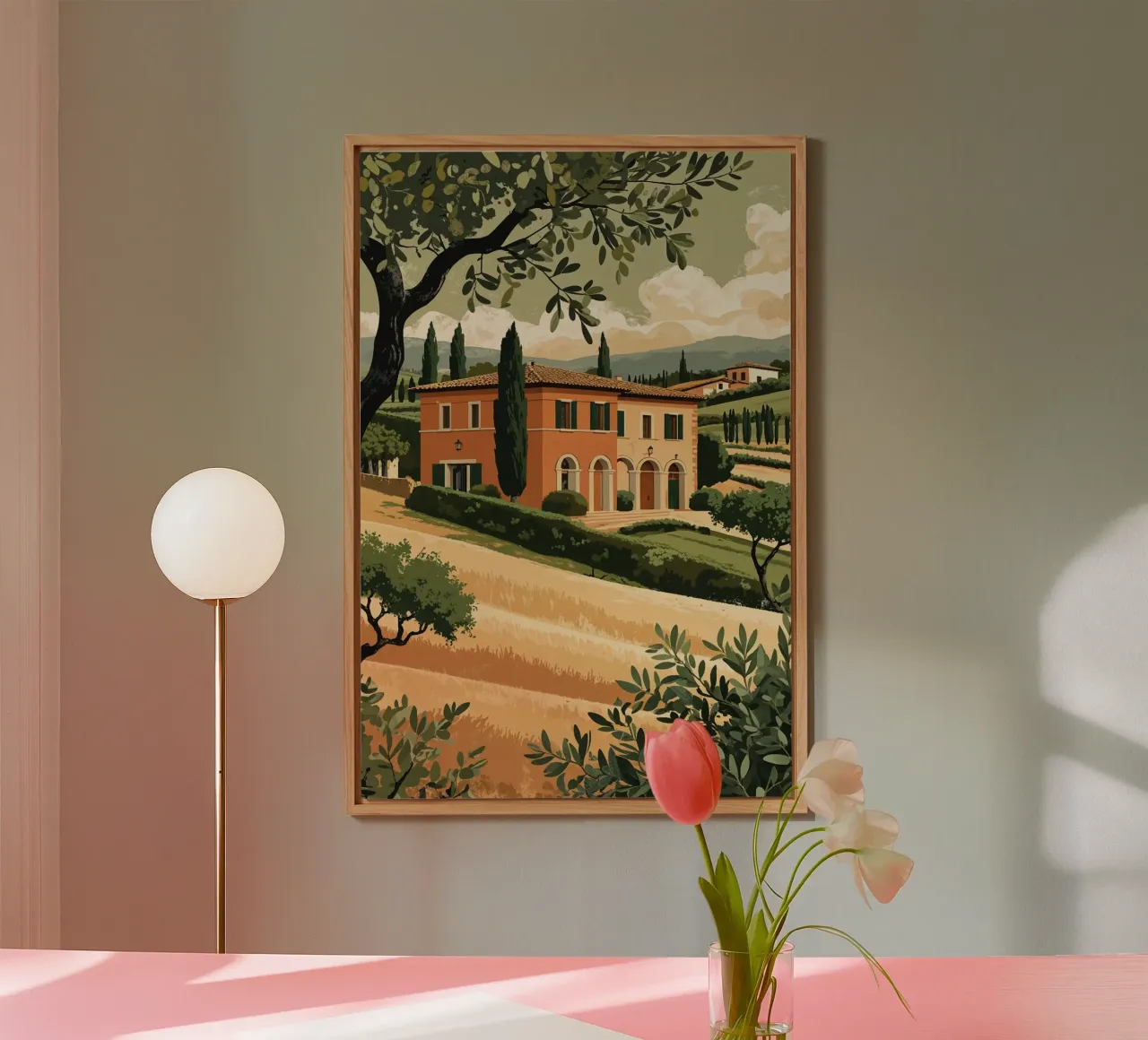 Quaint Tuscan House in a Sunlit Valley alu-dibond by AlbertKlee