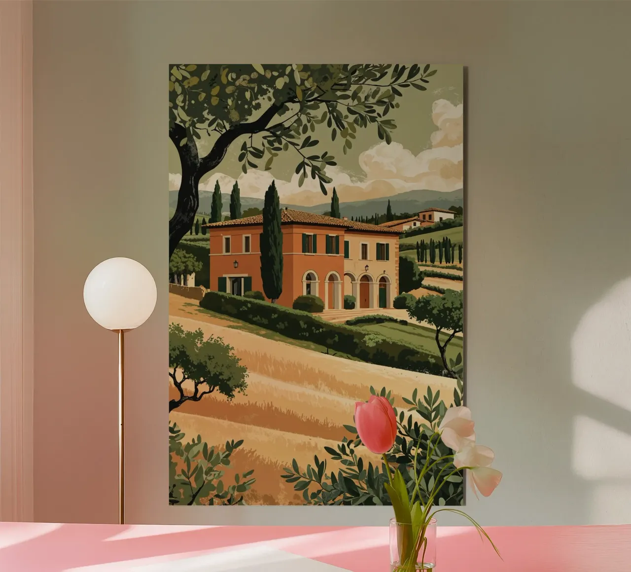 Quaint Tuscan House in a Sunlit Valley alu-dibond by AlbertKlee