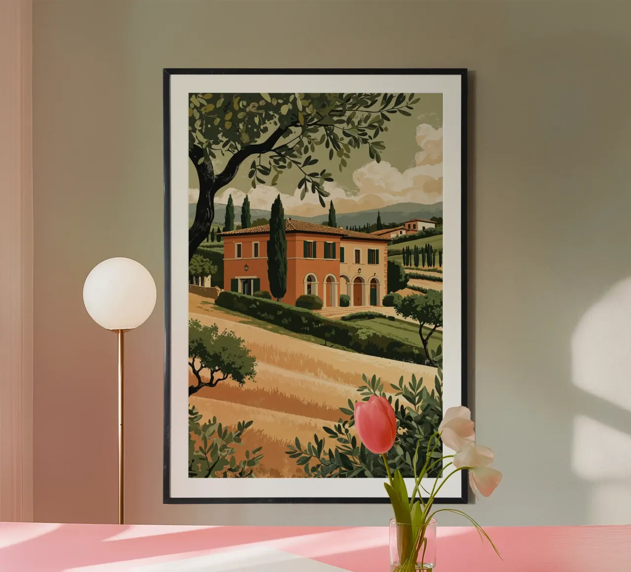 Quaint Tuscan House in a Sunlit Valley poster by AlbertKlee