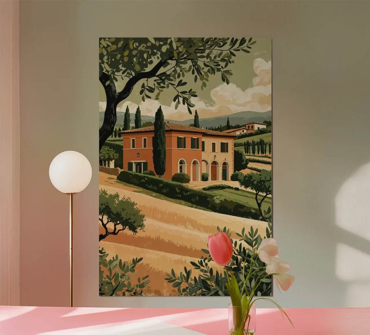 Quaint Tuscan House in a Sunlit Valley poster by AlbertKlee