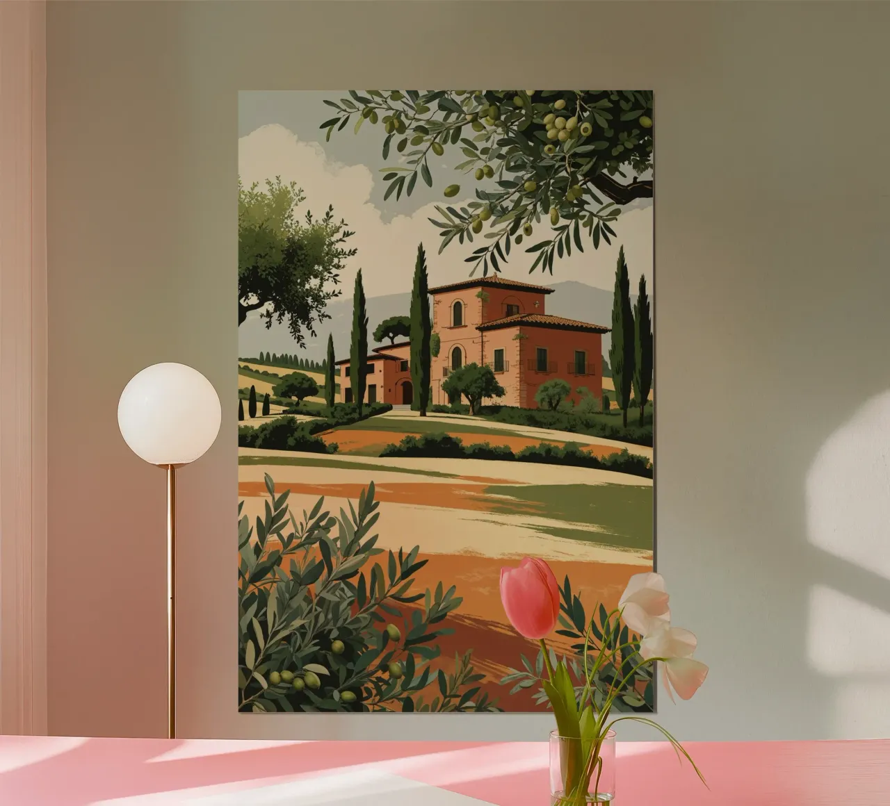Tuscan Landscape with Olive Branches carta hahnemühle da AlbertKlee