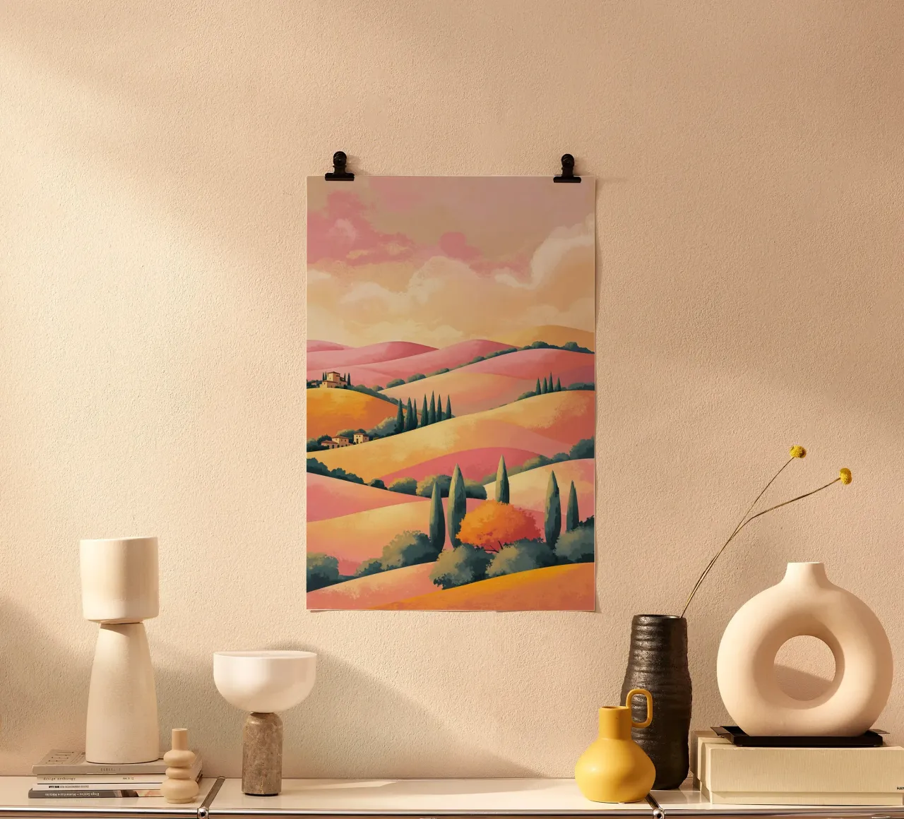 Pastel Sunset Over Tuscany poster by AlbertKlee