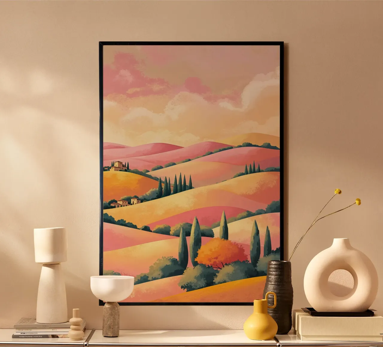 Pastel Sunset Over Tuscany poster by AlbertKlee