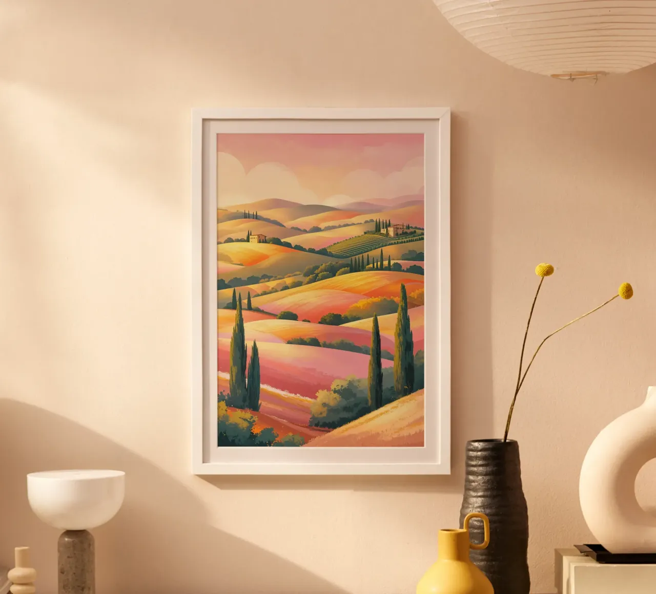 Pastoral Splendor of Tuscany poster with wooden frame by AlbertKlee