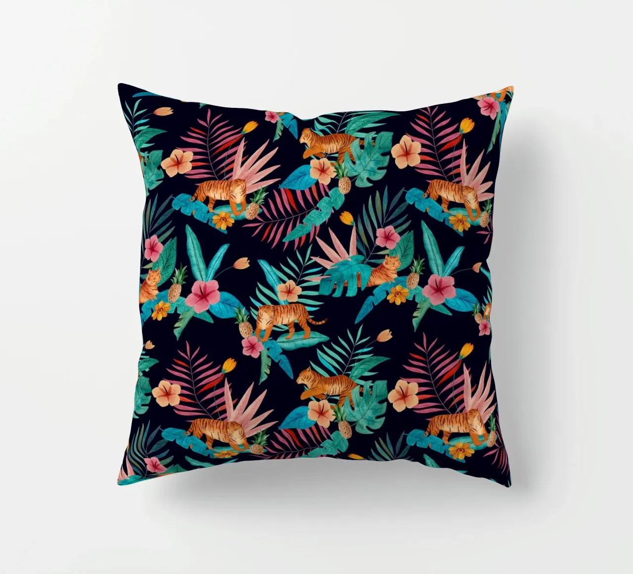 Fantom Fifi Art - Tropischer Tiger Navy cuscino da The Artcircle