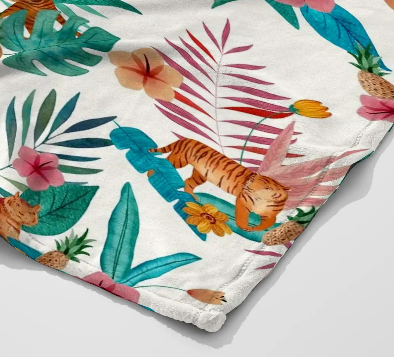 Fantom Fifi Art - Tropischer Tiger weiß coperta in pile da The Artcircle