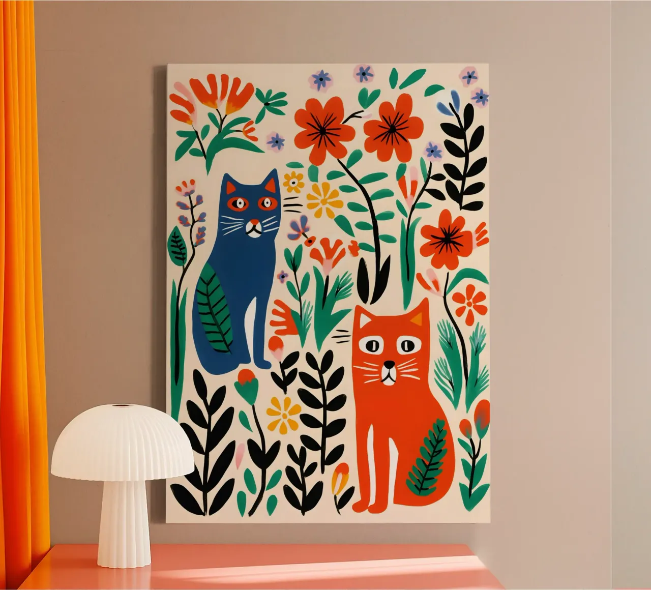 Two colorful cats tela con Cornice a cassetta da LisaArtes