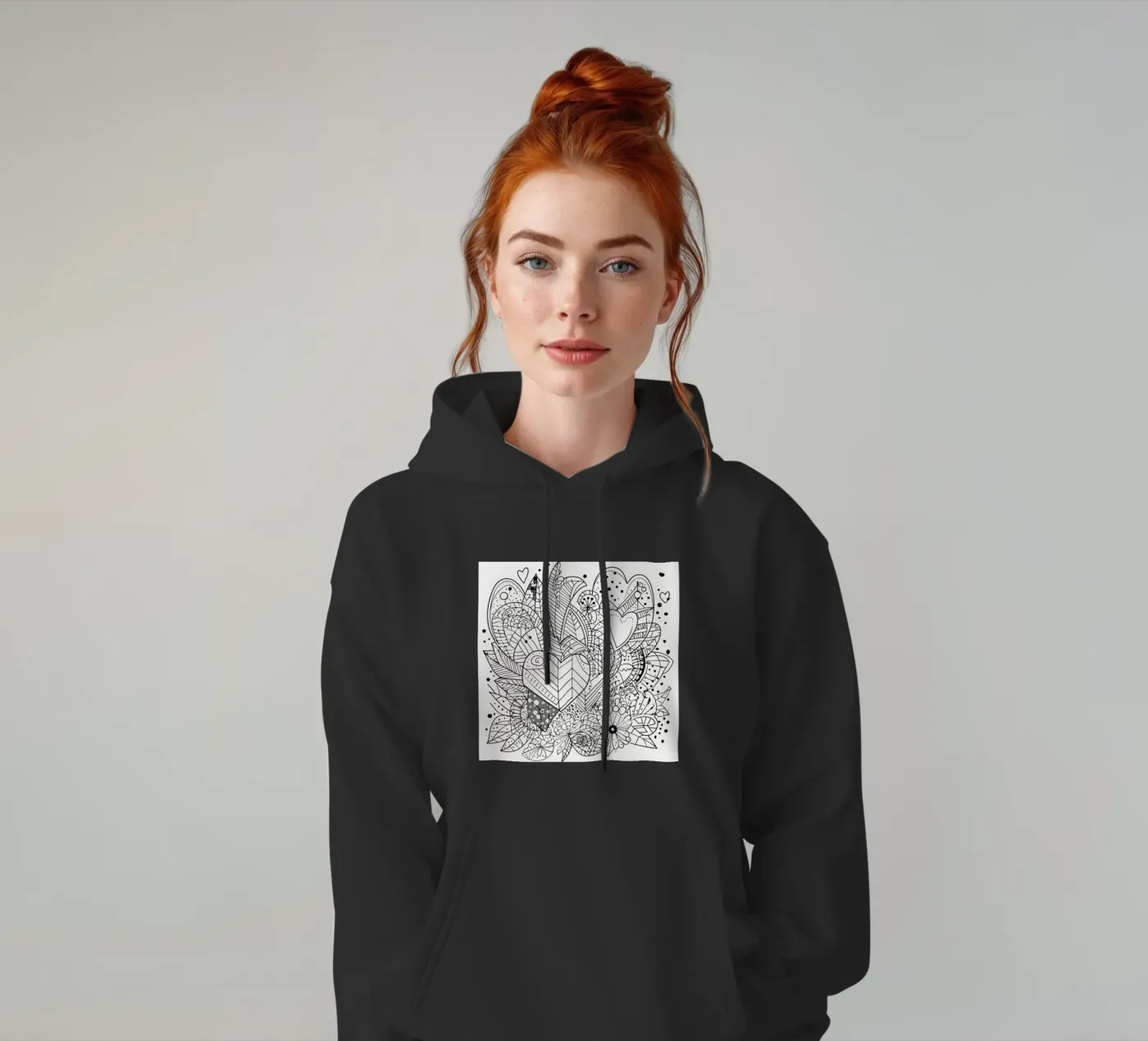 Heart Pattern felpa con cappuccio da Motivate-Today